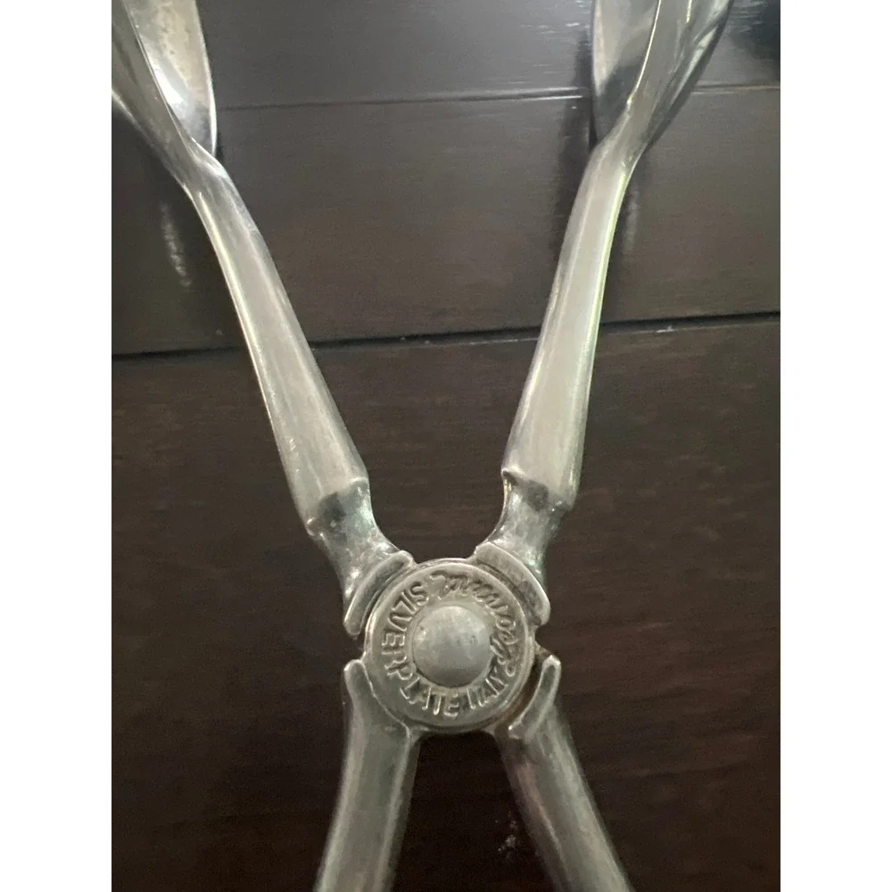 Vintage Silverplate Serving Set‎ Silver Scissor Tongs and Large Serving Fork